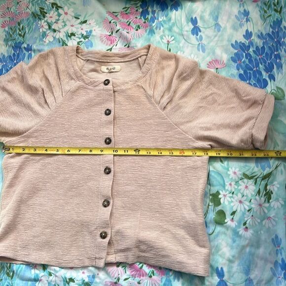 Madewell Draped/Ribbed Button Front Top - M - Picture 7 of 8